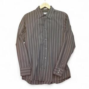 Men’s Calvin Klein Grey Striped Stretch Button Up Shirt